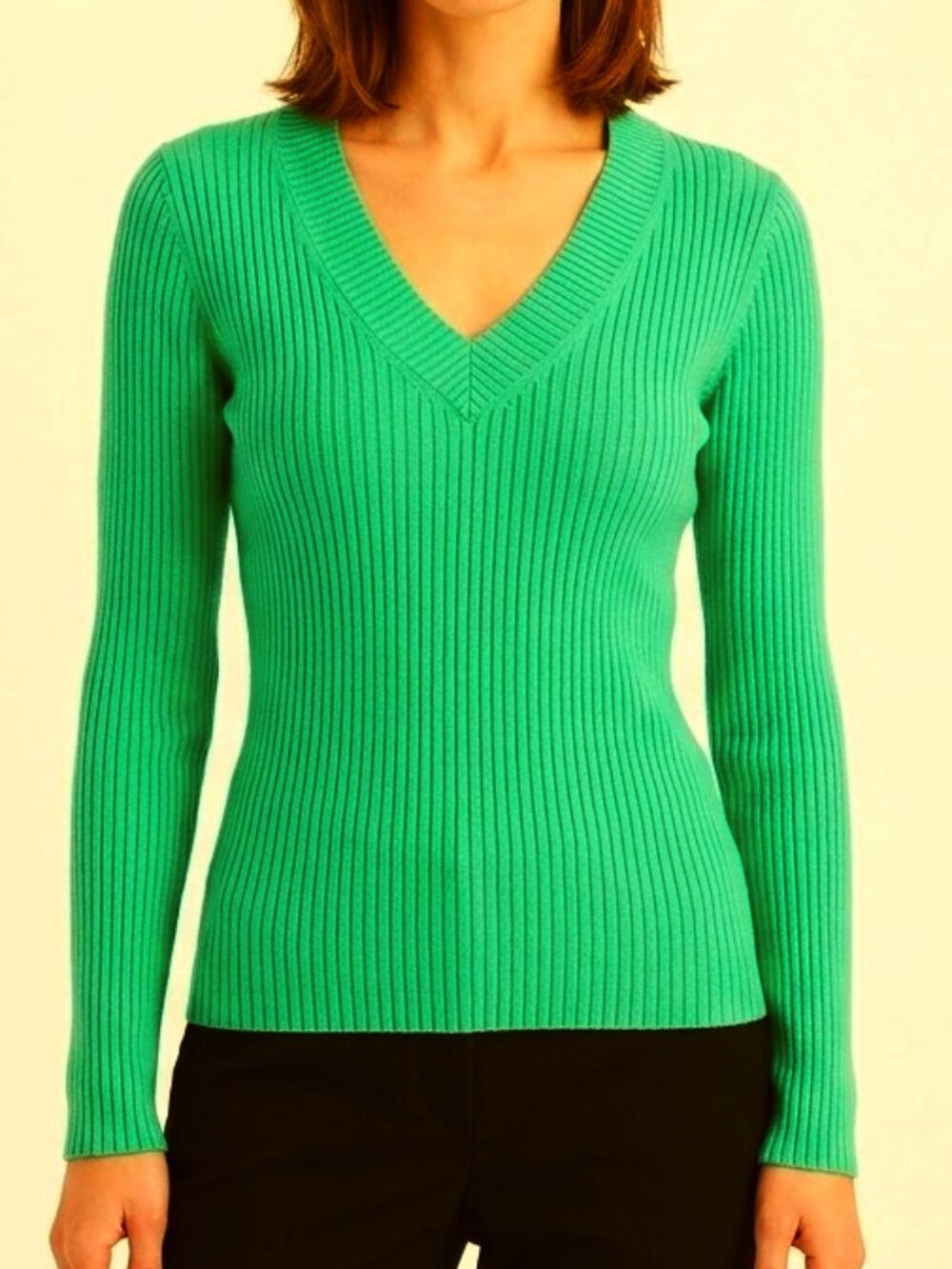 Togo/Hudson's Bay Ribbed Cotton V Neck Sweater- Sz. XS